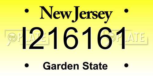 I216161 New Jersey License Plate