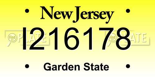 I216178 New Jersey License Plate