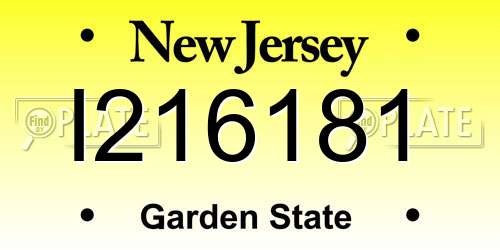 I216181 New Jersey License Plate