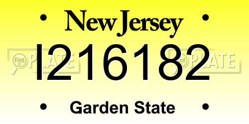 I216182 New Jersey License Plate