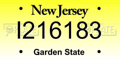 I216183 New Jersey License Plate