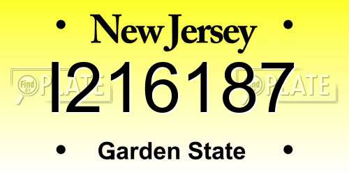 I216187 New Jersey License Plate