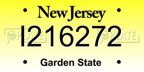 I216272 New Jersey License Plate