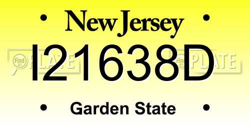 I21638D New Jersey License Plate