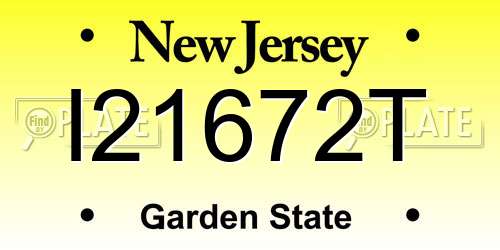 I21672T New Jersey License Plate