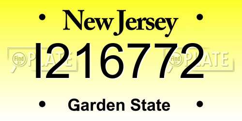 I216772 New Jersey License Plate