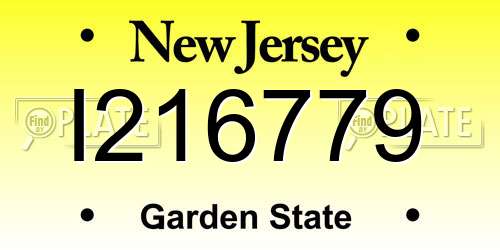 I216779 New Jersey License Plate