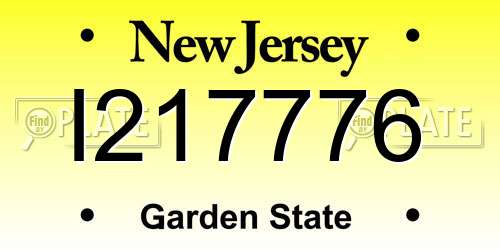 I217776 New Jersey License Plate