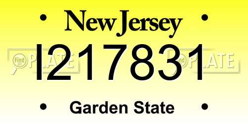 I217831 New Jersey License Plate