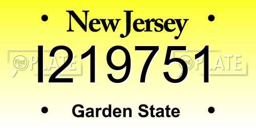 I219751 New Jersey License Plate