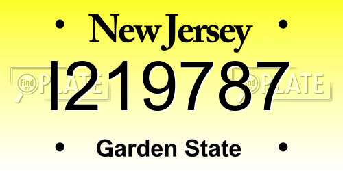 I219787 New Jersey License Plate