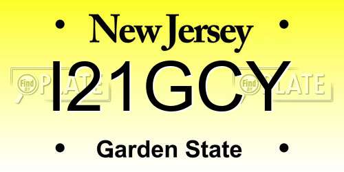 I21GCY New Jersey License Plate