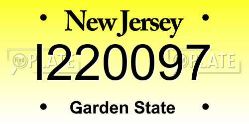 I220097 New Jersey License Plate