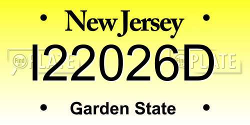 I22026D New Jersey License Plate