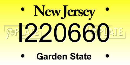 I220660 New Jersey License Plate