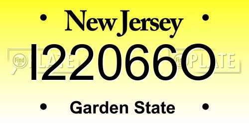 I22066O New Jersey License Plate