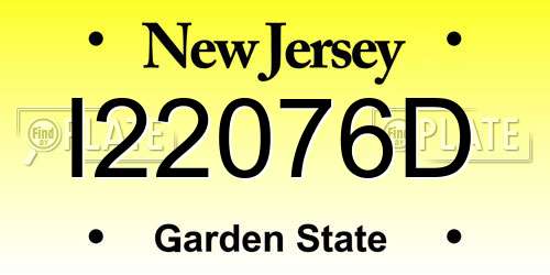 I22076D New Jersey License Plate