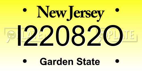 I22082O New Jersey License Plate