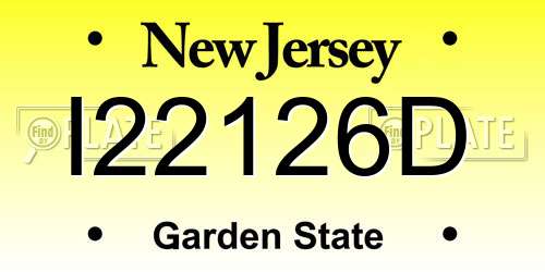 I22126D New Jersey License Plate