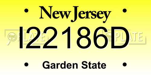 I22186D New Jersey License Plate