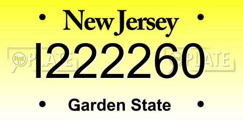 I222260 New Jersey License Plate