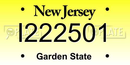 I222501 New Jersey License Plate