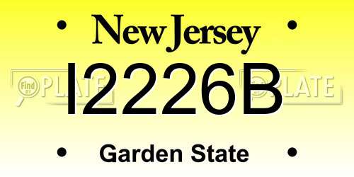 I2226B New Jersey License Plate