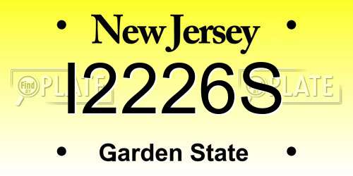 I2226S New Jersey License Plate