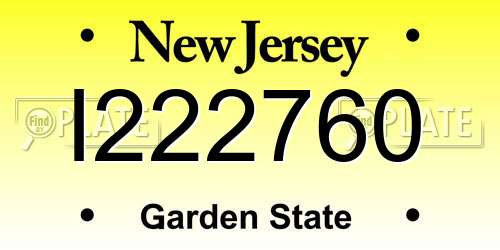 I222760 New Jersey License Plate