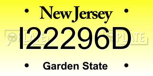 I22296D New Jersey License Plate
