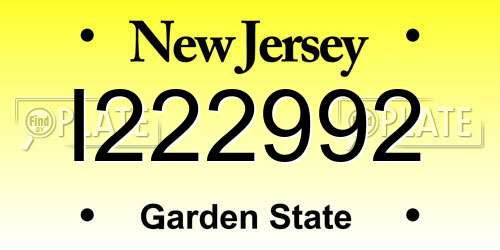 I222992 New Jersey License Plate