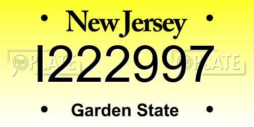 I222997 New Jersey License Plate