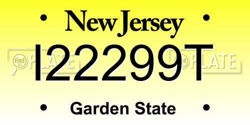 I22299T New Jersey License Plate