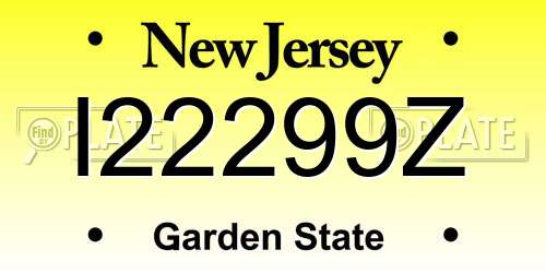 I22299Z New Jersey License Plate