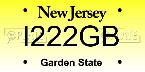 I222GB New Jersey License Plate