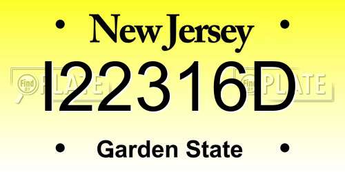 I22316D New Jersey License Plate