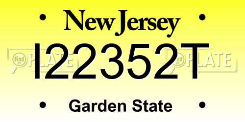 I22352T New Jersey License Plate
