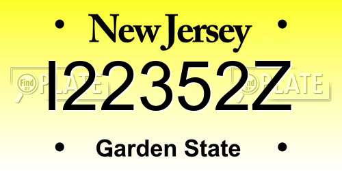 I22352Z New Jersey License Plate