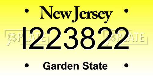 I223822 New Jersey License Plate