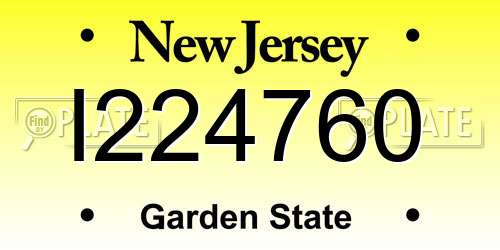 I224760 New Jersey License Plate
