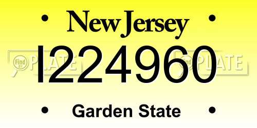 I224960 New Jersey License Plate