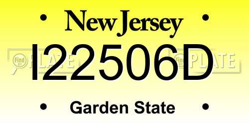 I22506D New Jersey License Plate