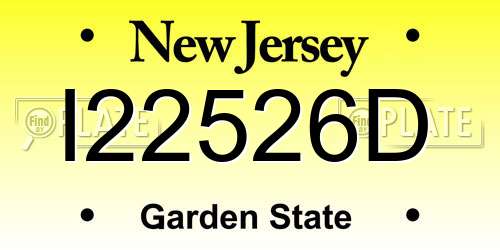 I22526D New Jersey License Plate