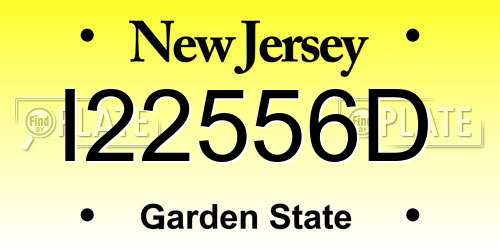 I22556D New Jersey License Plate