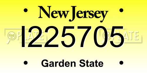 I225705 New Jersey License Plate