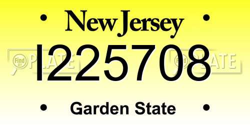 I225708 New Jersey License Plate