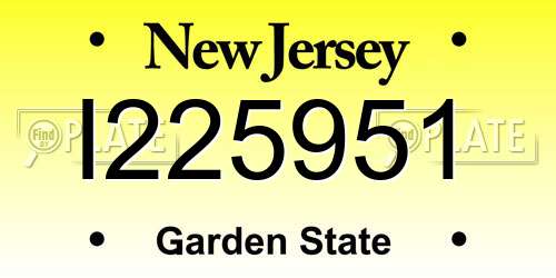 I225951 New Jersey License Plate
