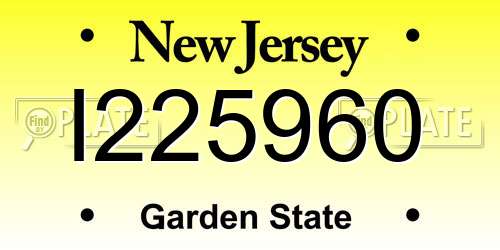 I225960 New Jersey License Plate