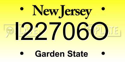 I22706O New Jersey License Plate