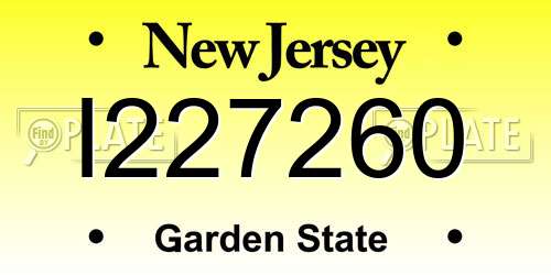 I227260 New Jersey License Plate